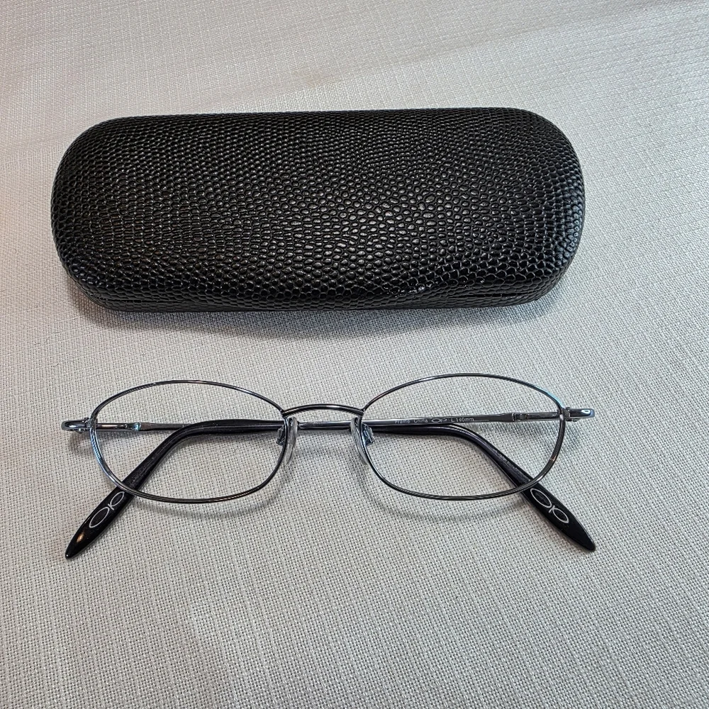 Vintage OP Blue And Silver Oval Metal Glasses Frame EUC